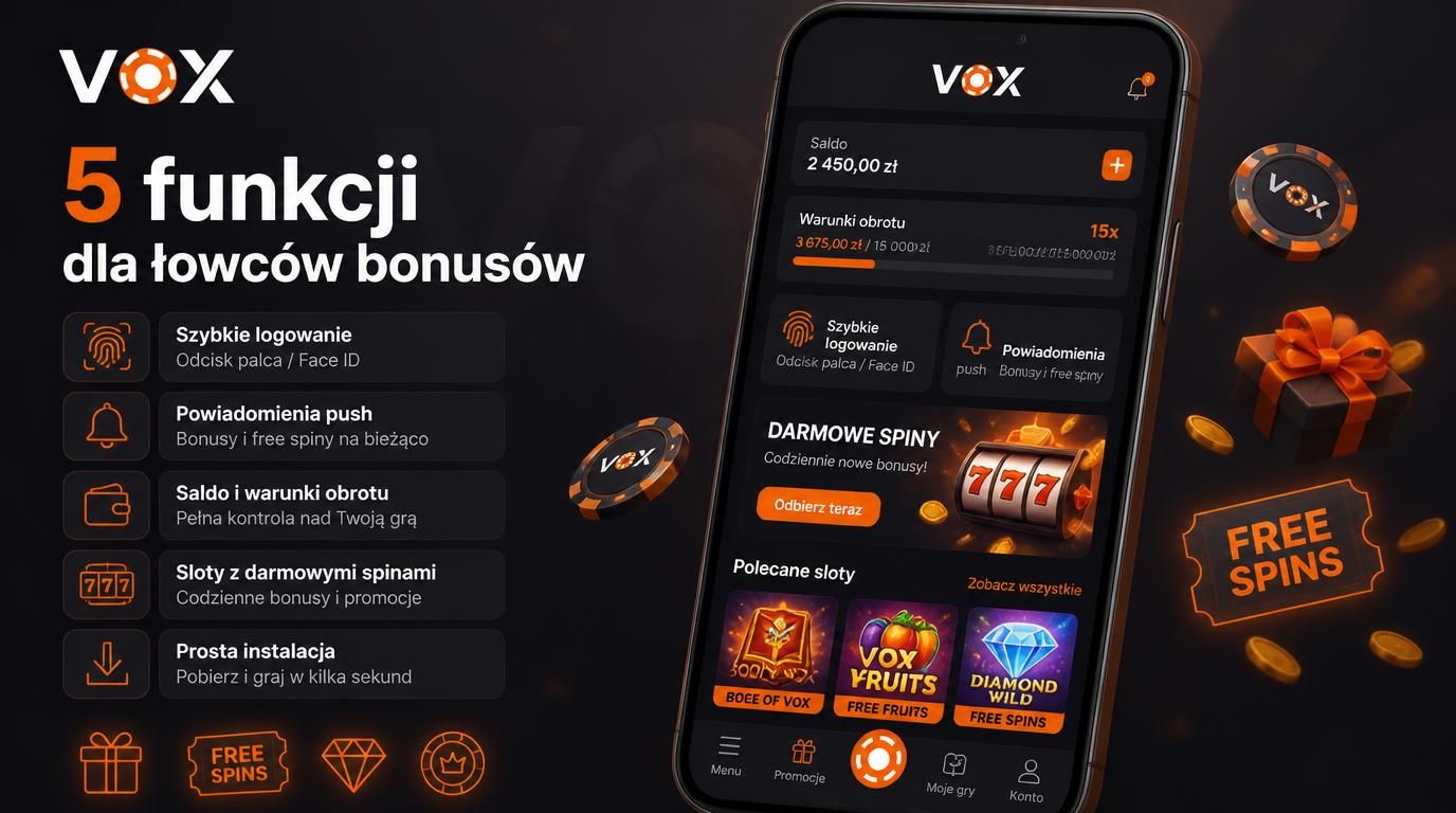 Ikony funkcji aplikacji umożliwiające bonusy i free spiny